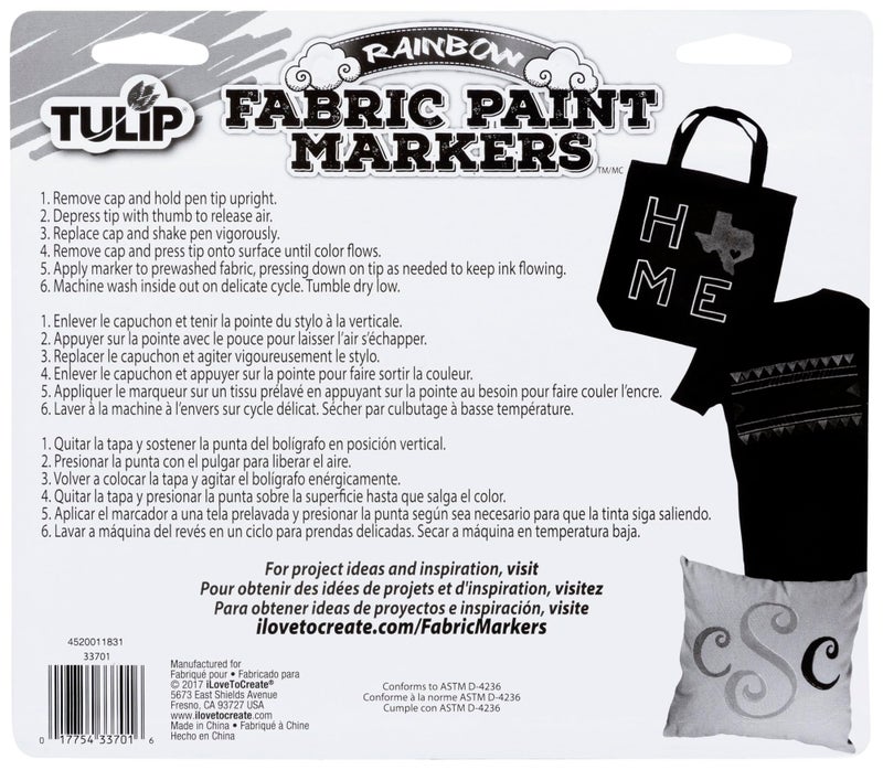 TULIP-33701 Fabric Paint Markers Rainbow 15 Pack, for Permanent Color on Fabric, Wood, Rocks - Image 2